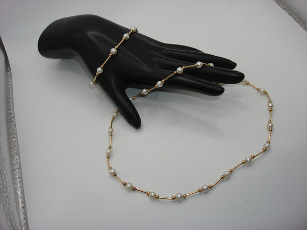 14K Gold Freshwater Pearl Necklace & Bracelet Set | Creamy White Pearls | Mexico 14K