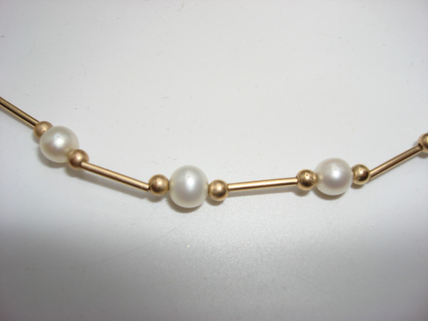 14K Gold Freshwater Pearl Necklace & Bracelet Set | Creamy White Pearls | Mexico 14K