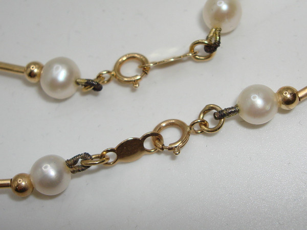 14K Gold Freshwater Pearl Necklace & Bracelet Set | Creamy White Pearls | Mexico 14K