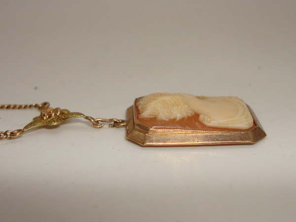 Antique Art Deco Forstner Gold-Filled Cameo Pendant Necklace | 1/10 14K Gold Filled | Unique Heirloom
