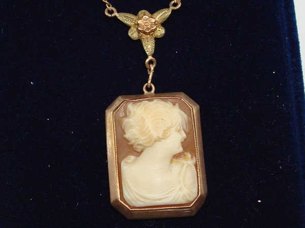 Antique Art Deco Forstner Gold-Filled Cameo Pendant Necklace | 1/10 14K Gold Filled | Unique Heirloom