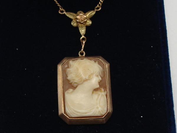 Antique Art Deco Forstner Gold-Filled Cameo Pendant Necklace | 1/10 14K Gold Filled | Unique Heirloom