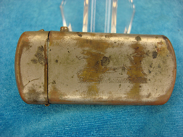 Antique Copper Match Safe with Hunting Dog Design - Vintage Restoration Project