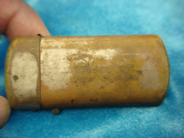 Antique Copper Match Safe with Hunting Dog Design - Vintage Restoration Project