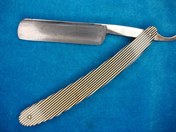 Vintage GENCO Straight Razor with Fancy Side Panels - Excellent Condition