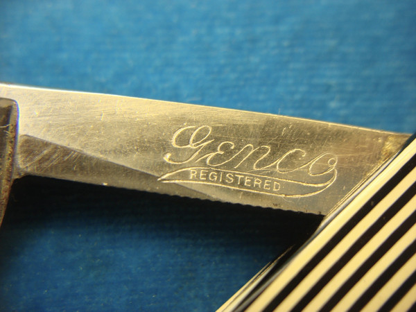 Vintage GENCO Straight Razor with Fancy Side Panels - Excellent Condition