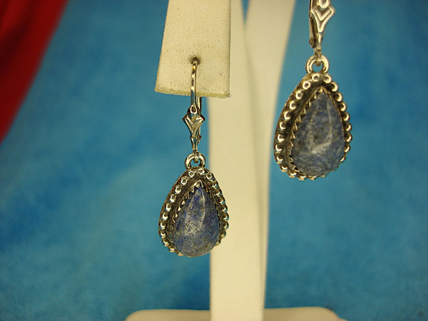 Vintage Navajo Sterling Silver Denim Lapis Dangle Earrings - Pre-Owned