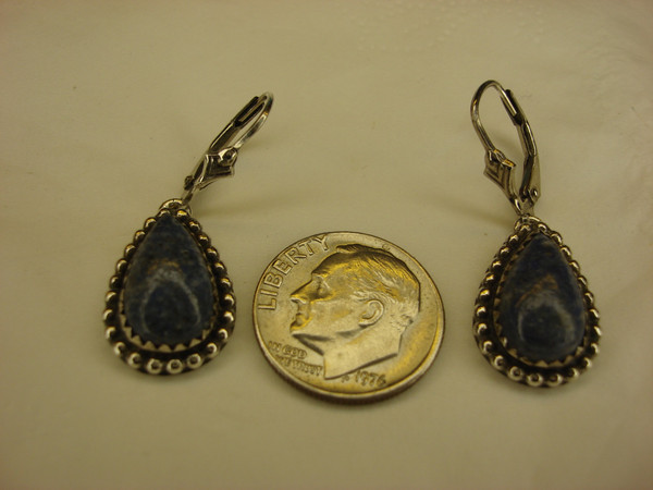 Vintage Navajo Sterling Silver Denim Lapis Dangle Earrings - Pre-Owned