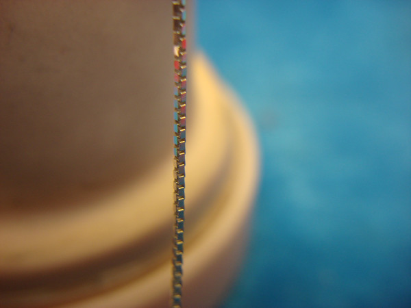 Sterling Silver Floating Bead Necklace - Diamond Cut & Square Link - 16 Inch