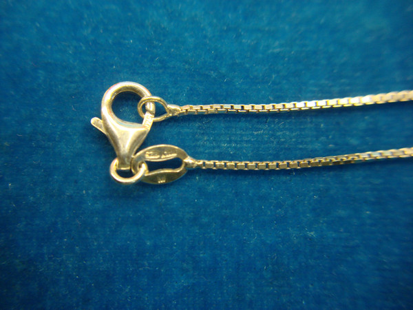 Sterling Silver Floating Bead Necklace - Diamond Cut & Square Link - 16 Inch