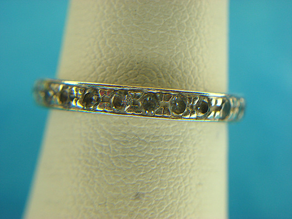 Elegant Sterling Silver CZ Band Ring (Size 6) - Pre-Owned, Excellent Condition