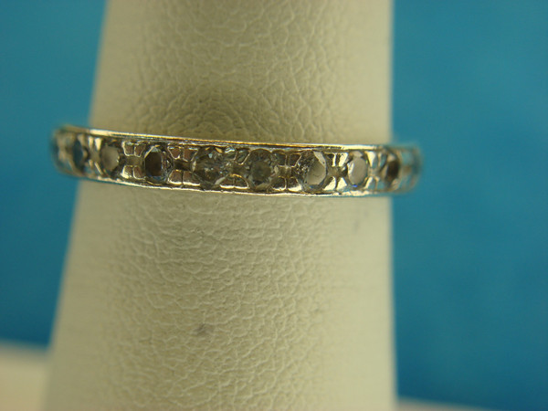 Elegant Sterling Silver CZ Band Ring (Size 6) - Pre-Owned, Excellent Condition