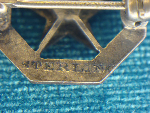 Vintage Sterling Silver Eastern Star Collar Pin with Marcasites & Enamel - Excellent Condition