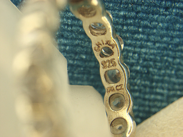 Sterling Silver Band Ring with 360° Cubic Zirconia, Size 6 - Pre-Owned