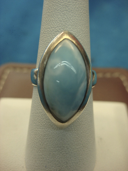 Stunning Sterling Silver Larimar Ring - Size 7 1/2
