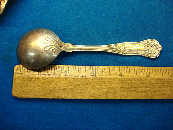 Vintage 1855 R Wallace Kings Pattern Silverplate Soup Spoons (Set of 6) - 5 5/8