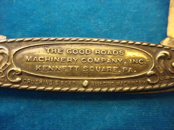 Vintage Good Roads Machinery Co. Pocket Knife - Silver Plate, Two Blades