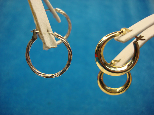 Sterling Silver Hollow Hoop Earrings (2 Pairs) - 3/4