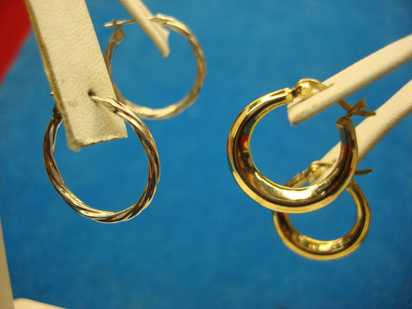 Sterling Silver Hollow Hoop Earrings (2 Pairs) - 3/4