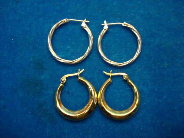 Sterling Silver Hollow Hoop Earrings (2 Pairs) - 3/4