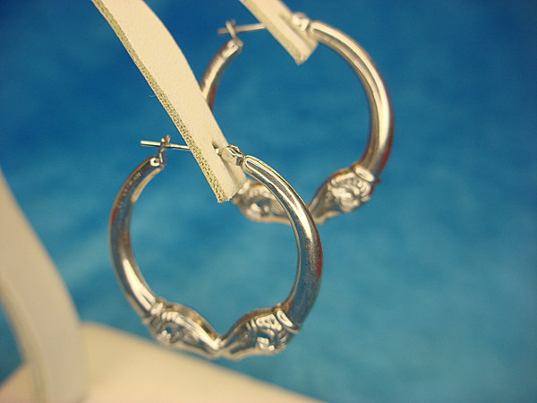 Sterling Silver Ram's Head Hoop Earrings (1.25