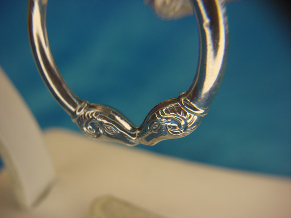 Sterling Silver Ram's Head Hoop Earrings (1.25