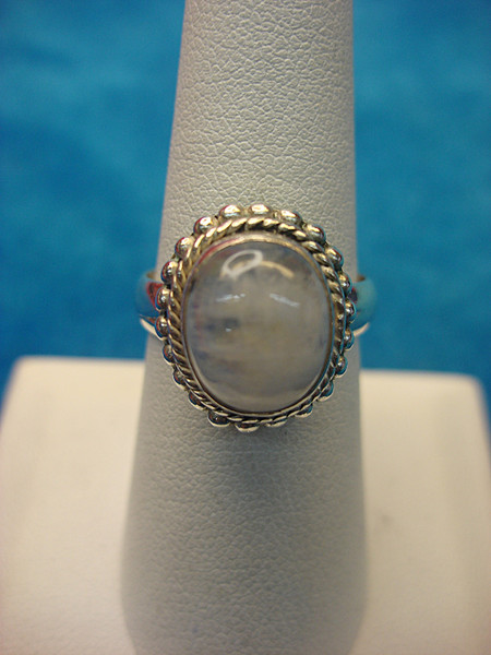 Sterling Silver Moonstone Ring - Size 8, Pre-Owned - Elegant & Sparkling