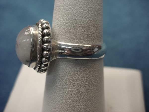 Sterling Silver Moonstone Ring - Size 8, Pre-Owned - Elegant & Sparkling