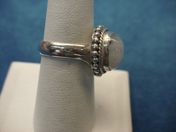 Sterling Silver Moonstone Ring - Size 8, Pre-Owned - Elegant & Sparkling
