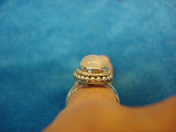 Sterling Silver Moonstone Ring - Size 8, Pre-Owned - Elegant & Sparkling