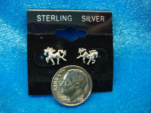 Sterling Silver Horse Stud Earrings - Small & Delicate Design - New on Card