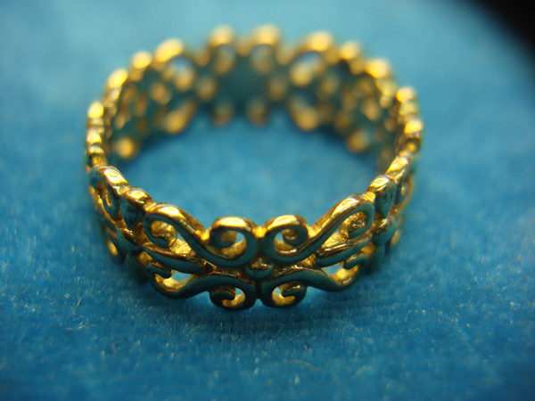 Elegant Filigree Sterling Silver & Gold Vermeil Ring - Size 7.75