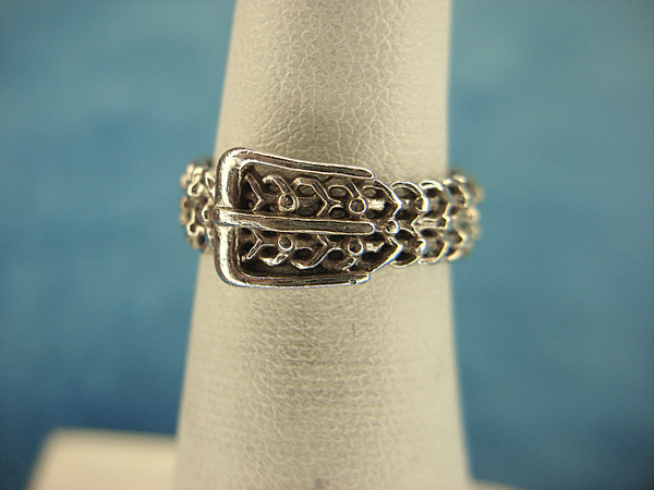 Vintage Sterling Silver Buckle Band Ring Size 4 3/4