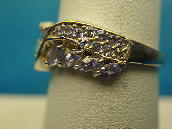 Elegant Sterling Silver Ring with Purple & Clear Stones - Size 7