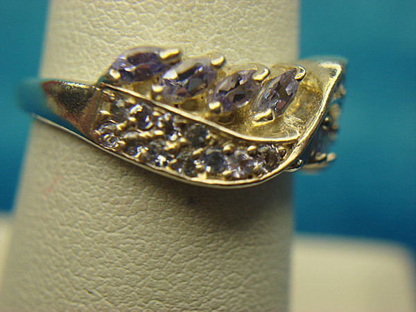 Elegant Sterling Silver Ring with Purple & Clear Stones - Size 7