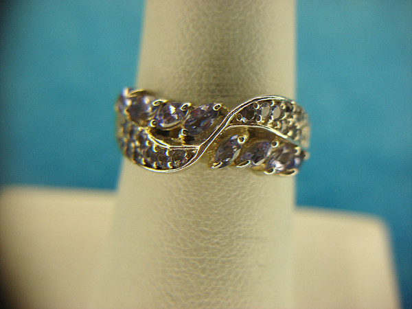 Elegant Sterling Silver Ring with Purple & Clear Stones - Size 7