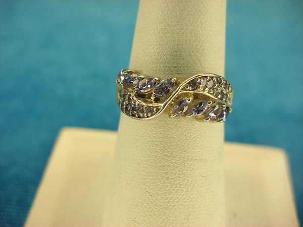 Elegant Sterling Silver Ring with Purple & Clear Stones - Size 7