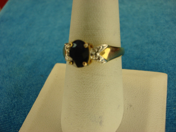 Deep Blue Topaz Sterling Silver Ring with Gold Vermeil (Size 8) - Pre-Owned