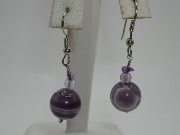 Sterling Silver Purple Agate Dangle Earrings | 1 1/2
