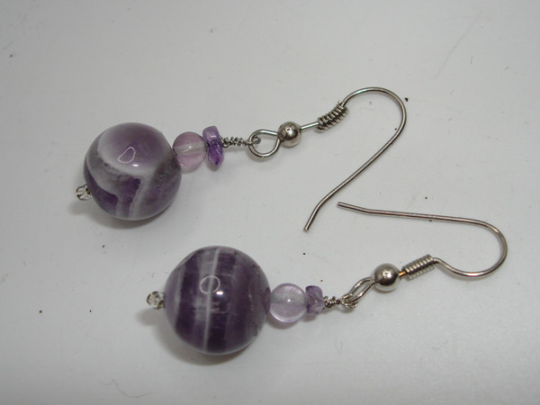 Sterling Silver Purple Agate Dangle Earrings | 1 1/2