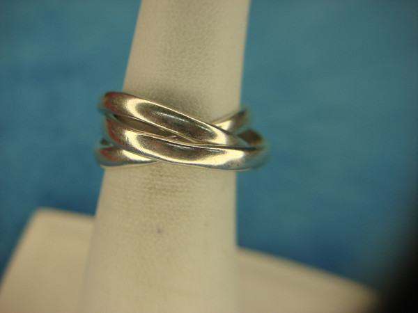 Vintage Sterling Silver Triple Band Ring (Russian Wedding Band) Size 6 1/2