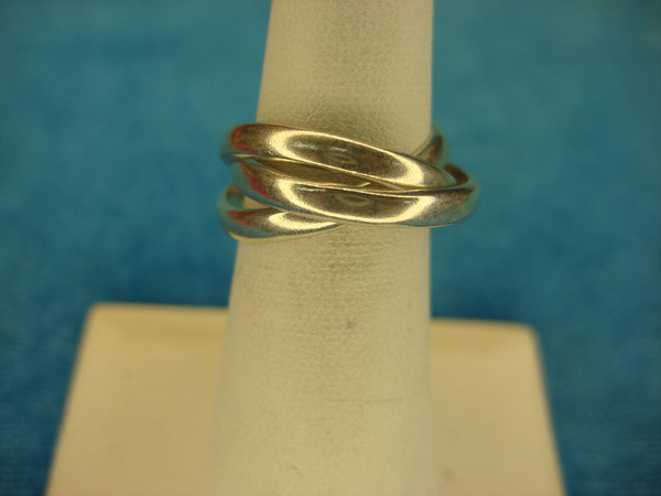 Vintage Sterling Silver Triple Band Ring (Russian Wedding Band) Size 6 1/2