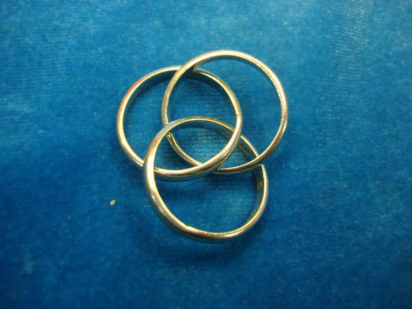 Vintage Sterling Silver Triple Band Ring (Russian Wedding Band) Size 6 1/2