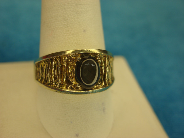 Gold Vermeil Sterling Silver Ring w/ Black Star Sapphire (Size 10.75)