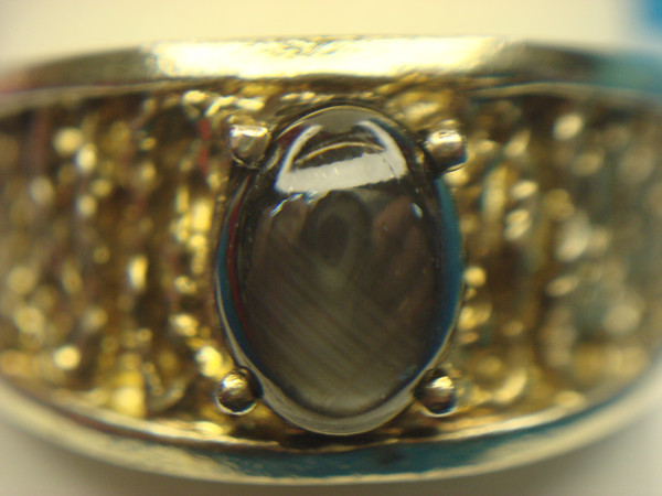 Gold Vermeil Sterling Silver Ring w/ Black Star Sapphire (Size 10.75)