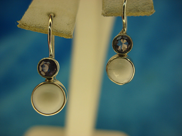 Sterling Silver Amethyst & Pearl Earrings (7/8