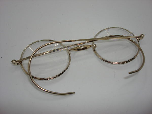 Antique Victorian 1/10 12K White Gold Filled Eyeglasses - Floral & Sunrise Design, Excellent Condition
