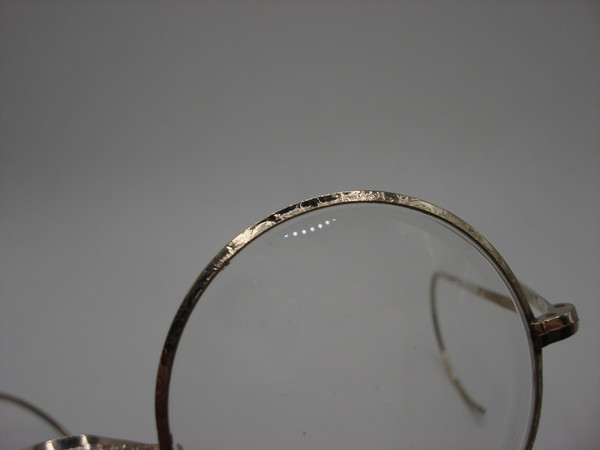 Antique Victorian 1/10 12K White Gold Filled Eyeglasses - Floral & Sunrise Design, Excellent Condition