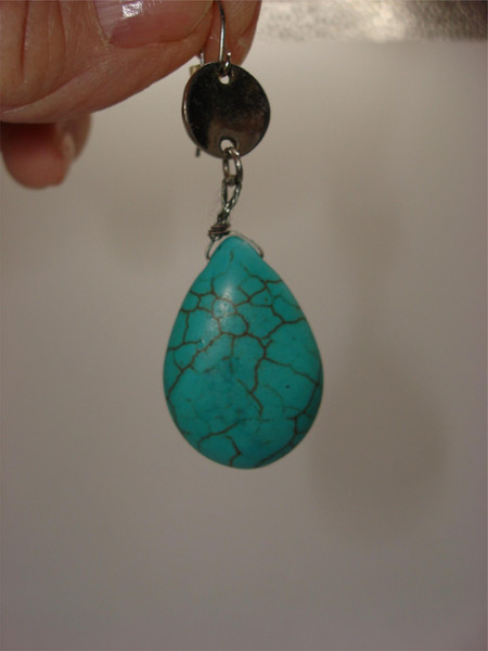 Vintage Silver Dangle Earrings with Turquoise Blue Howlite Gemstones