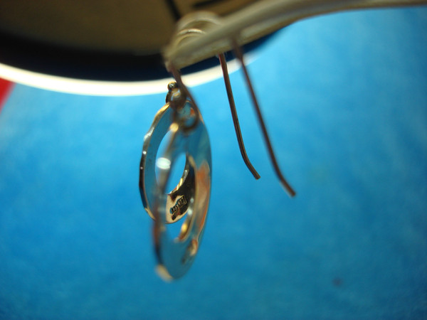 Sterling Silver Hammered Circle Dangle Earrings - 3/4 Inch - Preowned Excellent Condition